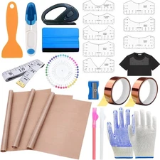 Sublimation Shirts Tool Kits with 8 T Shirt rulers, Teflon Sheet for Heat Press