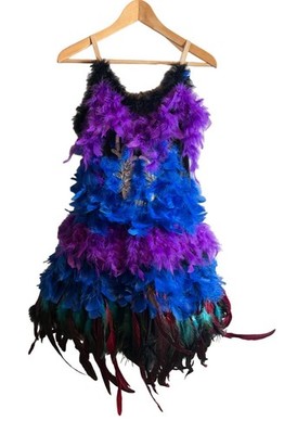 blue mardi gras dress Feather Strappy Ballerina / Halloween Costume & Purple M/L Crafted from our premium