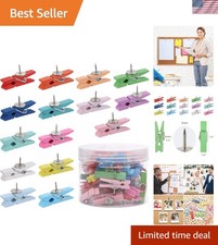 50Pcs Wooden Clips Push Pins Tacks for Cork Board Artwork for Crafts Arts Pro...