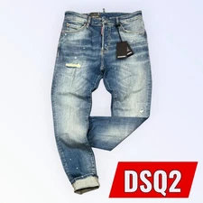 DSQ2 Men's Slim Fit Cool Guy Stretchy Ripped Washed Blue Jeans Pants
