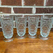 Indiana Whitehall Colony 12 onces Cubist Clear Footed Vintage Glasses Set of 4