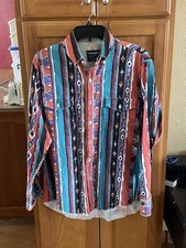 Wrangler Cowboy Cut Men s Shirt Aztec Pattern Size 15 1/2 X 34 114