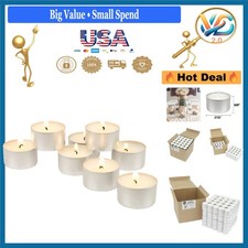 Bulk 50 Pack Unscented Long Burn Tea Light Candles 8 Hour White