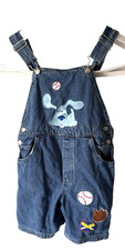 VINTAGE 2000 BLUES CLUES OVERALLS SZ 6 EMBROIDERED Y2K KIDS HEADQUARTERS