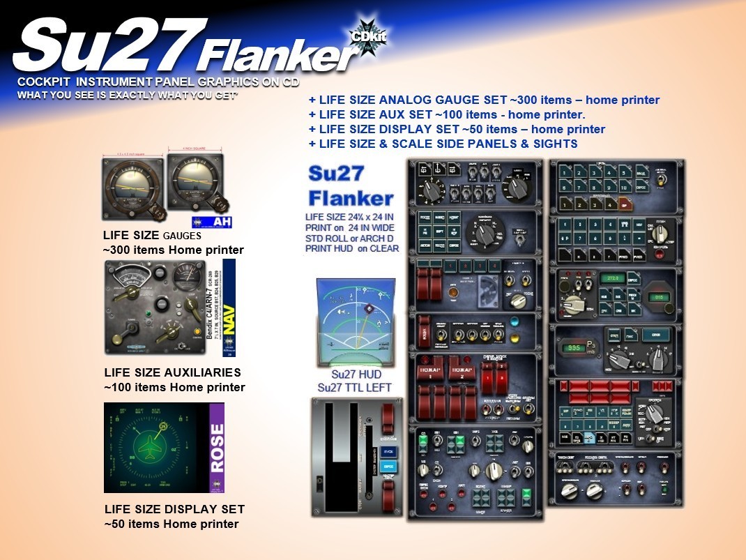 Su27 FLANKER B COCKPIT instrument panel CDkit
