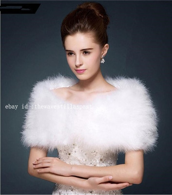 100% Ostrich Feathers Fur Wedding Cape Wedding Bride Shrug Bridal Party Shawls