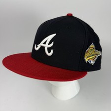 Atlanta Braves 1996 World Series Hat Cap Fitted Mens 7 3/4 Blue New Era Patch