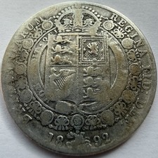 1892 Queen Victoria Silver Half Crown Coin Fair 13.55g Old Head A-27
