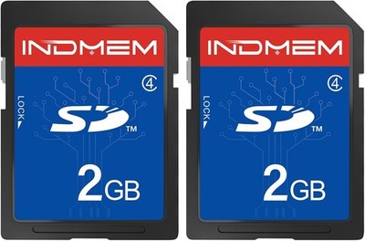 INDMEM Genuine 2 Pack SD Card 2GB Class 4 Flash Memory 2G SLC Stanard Secure 2PC