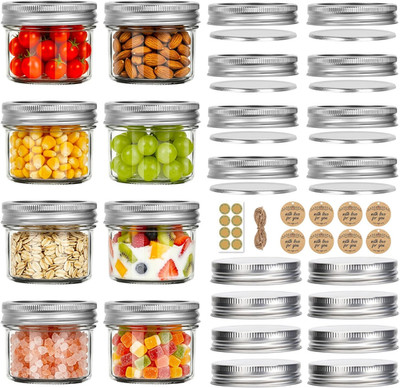4 oz Glass Mason Jars with lids 8 Pack | Mini Canning jars for Jams, Honey, Spic