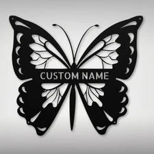 Personalized Butterfly Metal Sign Custom Decor Gift for Home Office Unique Art