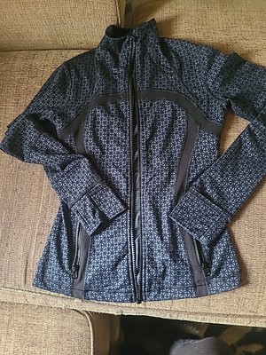 Lululemon Define Jacket Trio Geo Printed Inkwell Black Thumbholes Womens Size 8