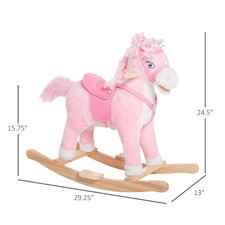 Plush Pink Rocking Horse for Toddlers with Realistic Sounds