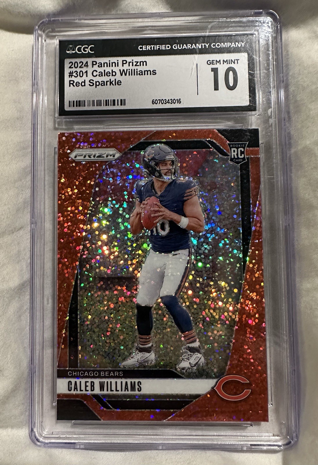 Caleb Williams 2024 Panini Prizm - Rookies #301 Red Sparkle Prizm (RC)