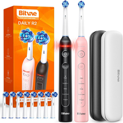 Rotating Electric Toothbrush 2 Packs for Adults with Pressure Sensor, Gifts for
