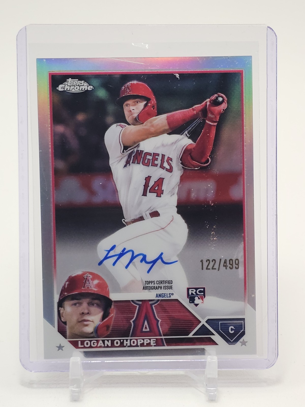 LOGAN O'HOPPE 2023 TOPPS CHROME ROOKIE AUTO REFRACTOR /499 #RA-LO ANGELS Q4042