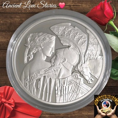 2010 Paris & Helena ''Ancient Love Stories''   1 Oz  .925 SILVER Round   