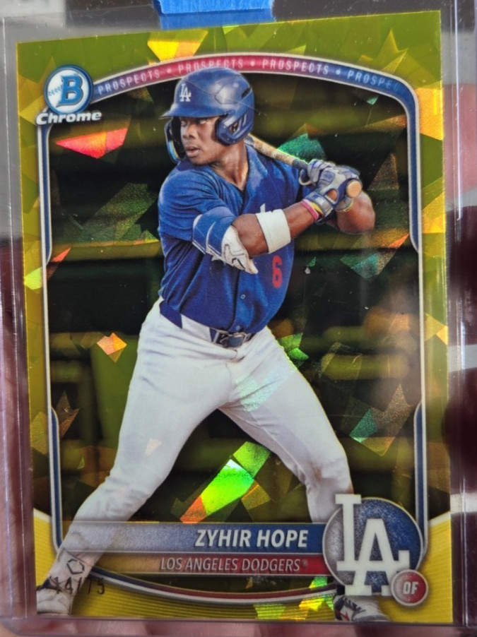 2025 Bowman Chrome Prospects Zyhir Hope #BCP-2 Yellow Refractor /75 RC Rookie