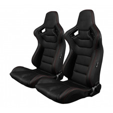 BRAUM Racing Elite Sport Black Leatherette Red Stitching Pair / 2 Seats