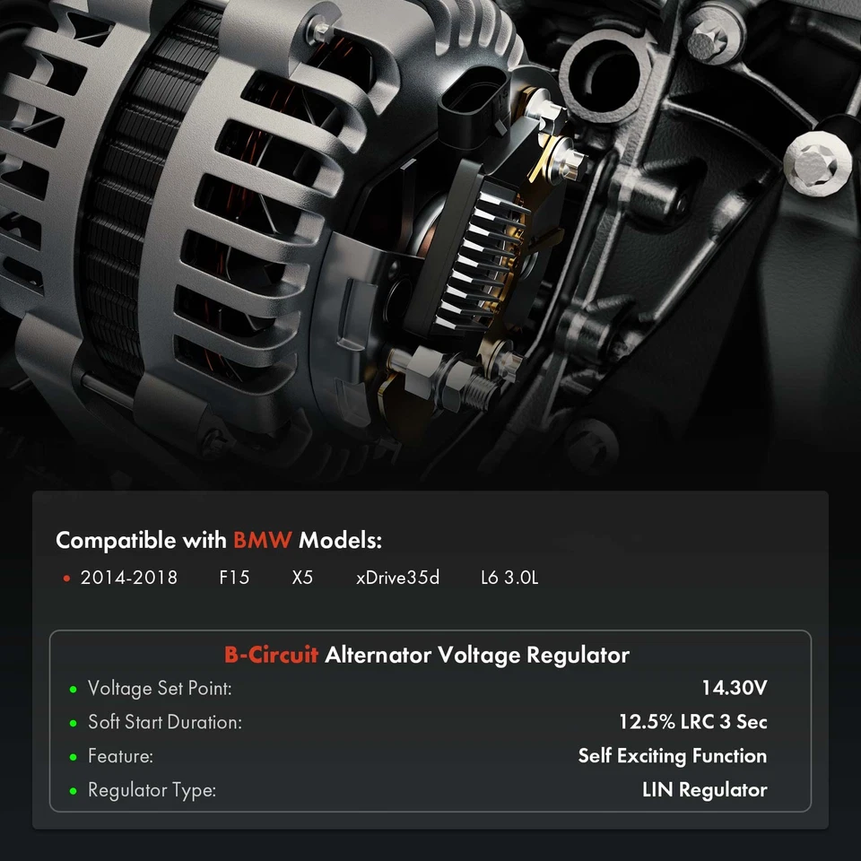 Regulador alternador para BMW X5 xDrive35d 2014 2015 2016 2017 2018 3,0 L 12 voltios Foto 2 de 4