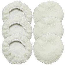 6 PCS Car Polishing Bonnet Buffing Pad Lamb Fleece 5-6 Inch White (Lamb Fleece)