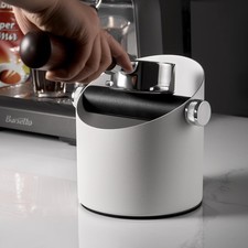 LEQC Espresso Knock Box 5.3in Coffee Grounds Bin Removable Bar Non-Slip White