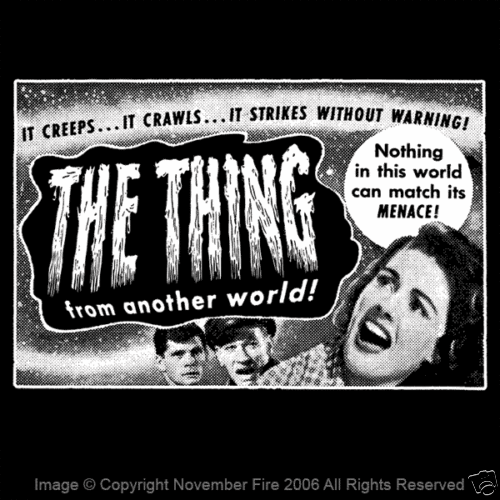 Camisa de terror Howard Hawks The Thing from Another World Alien RKO Pictures NFT146 - Imagen 1 de 5