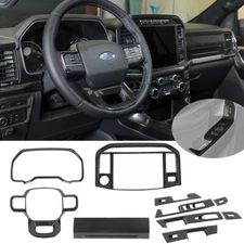 10x Full Set Interior Dashboard Cover Trim Kit For Ford F150 2021+ Carbon Fiber