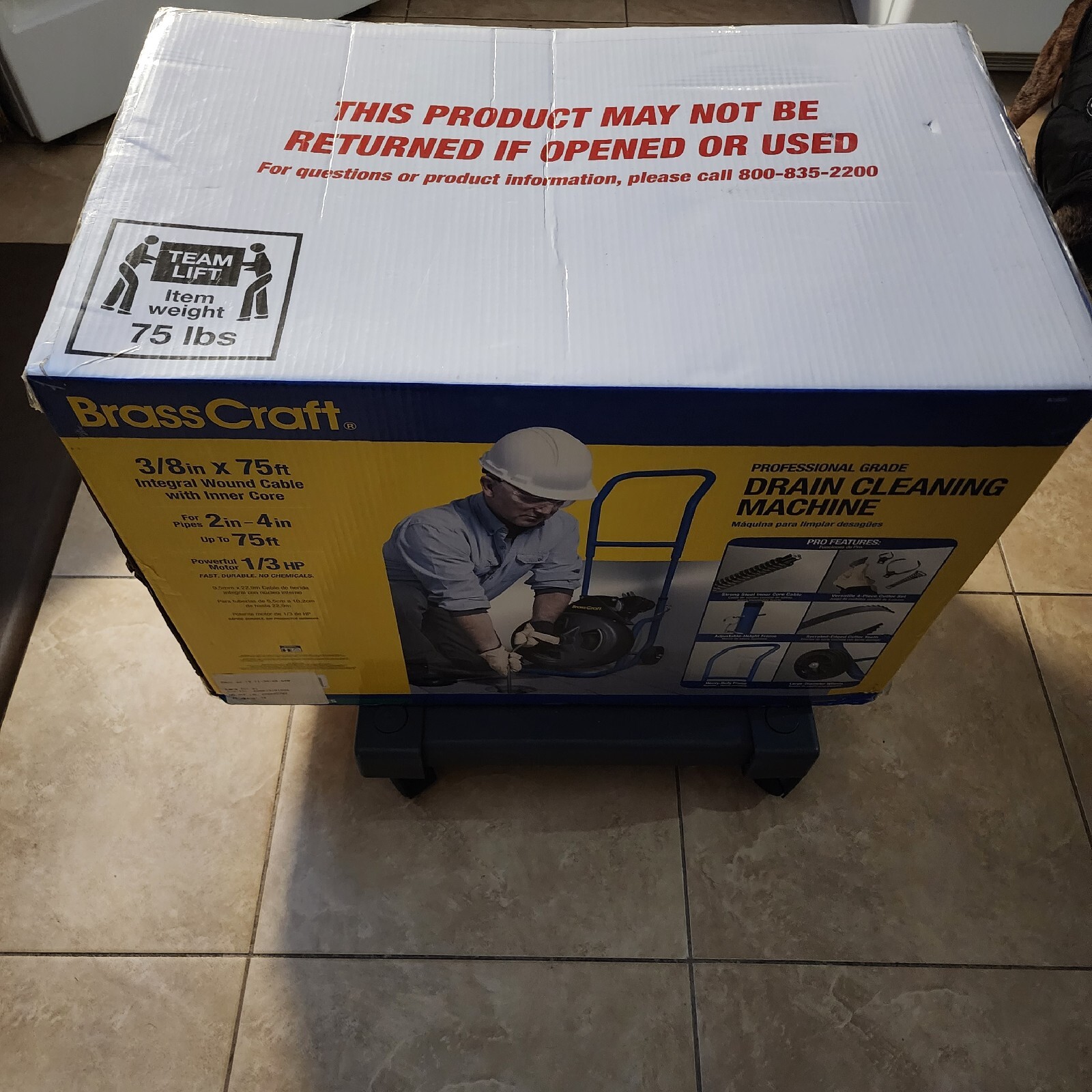 BrassCraft 3/8in x 75ft L Professional Drain Cleaning Machine Auger