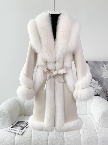 Real Fox Fur Duck Down Jacket Women's Mid-length Loose Thick Coat