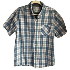 Hurley Men's Sz Large Plaid Cotton Button Down Shirt Front pocket