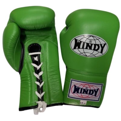 Windy lace up gloves BGL Light green 10,12,14,16 oz Genuine leather Sparring MMA