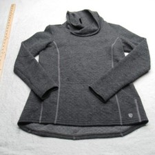 Sudadera Kuhl Mujer Pequeña Gris Bolsillos Capucha Athena Capa Base Mezcla Lana LEER