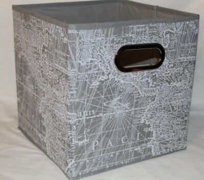 Vintage Map Design Storage Cube Bin, Relaxed Living, NEW