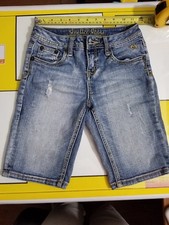 Girls Justice Stretch Denim Jean Shorts 10R Simply Low Bermuda Distressed