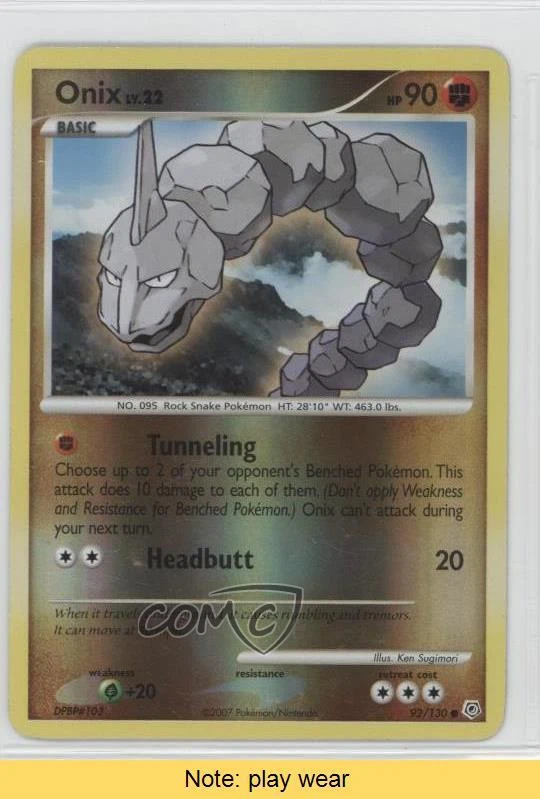 Onix Reverse Holo 92/130 - Diamond & Pearl Base Set Pokemon Card TCG  (Damaged)