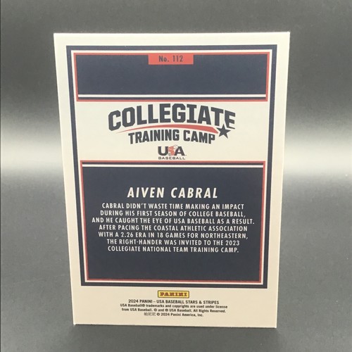 AIVEN CABRAL 2024 Panini USA Baseball Blue Stars & Stripes Holo Stars CTC - Picture 2 of 2
