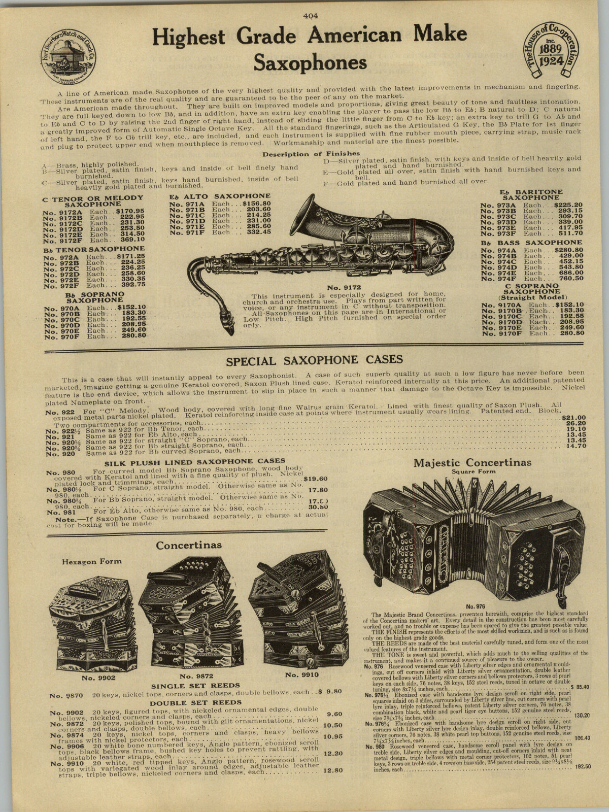 1924 PAPER AD Climax Chicago Sax Saxophone Bass Baritone Soprano