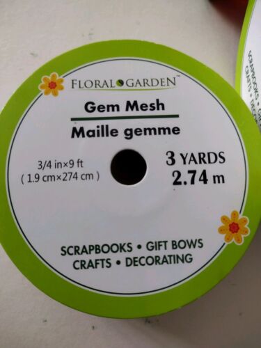 Lot Of 3 Gem Mesh Metallic Ribbon for Bows Crafts Scrapbooks Decor 3 Yds Each - Picture 3 of 3