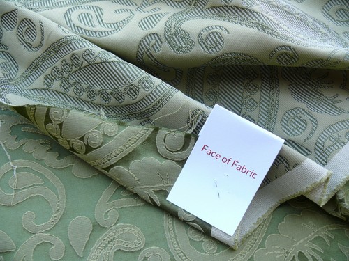 BY YARD SCALAMANDRE ANGELIQUE PAISLEY SILK DAMASK GREEN GOLD MSRP USD298/Y - Picture 6 of 11
