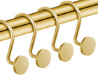 Gold Shower Curtain Hooks, Rustproof Shower Curtain Rings for Bathroom, Metal Sh