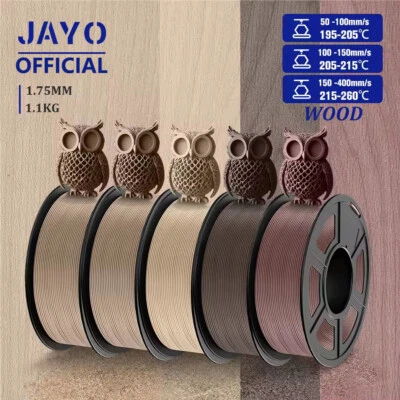 JAYO 1/3/5/10KG Madera PLA Filamento 1.75mm 400mm/s 15% Fibras Madera Real 1.1KG LOTE