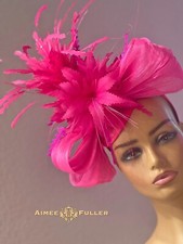 Kentucky Derby Hat Hot Pink Bow Feathers Royal Ascot Fascinator Melbourne Cup