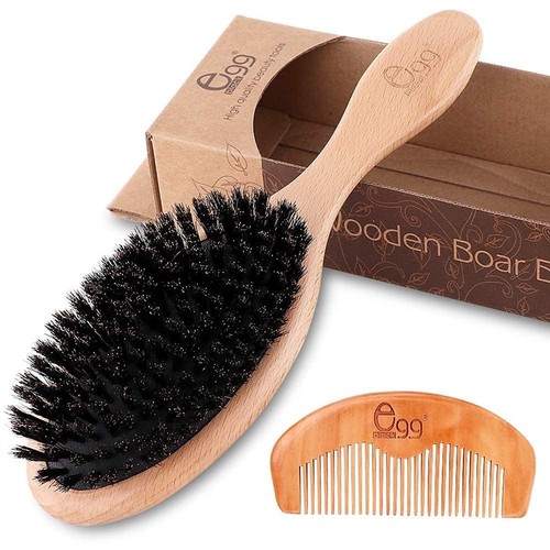 BLACK EGG Boar Bristle Hair Brush for Women Men Kid Soft Natural