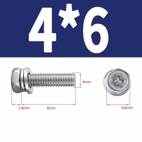 Phillips Hex Head with Washer Screws Hexagon Combination Stainless Steel M3-M10 - Picture 15 of 71