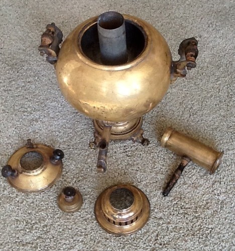 Antique 12" Turkish Brass Samavor Garanti Semaverler Water Boiler Coffee Tea Pot - Picture 4 of 12
