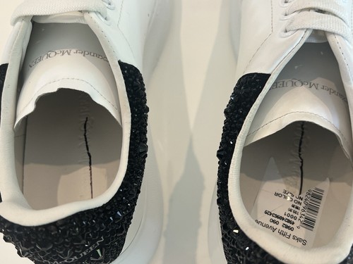 $990 ALEXANDER MCQUEEN $Strass Heel Platform Leather Sneakers Crystal Size 39.5 - Picture 8 of 18