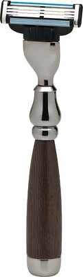 Rhodium Razor Wenge Wood Compatible with Mach3 Blade ERBE Solingen Germany