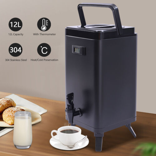 12L Insulated Beverage Dispenser Hot &Cold Drink Dispenser Stainless Steel
