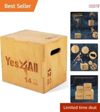 3-in-1 Wooden Plyo Box Jump Box for Home Gym Outdoor Fitness 450 lbs